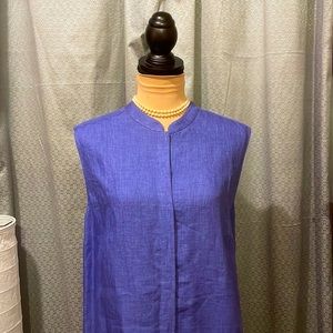 NWT Anne Klein Sleeveless Linen Dress, Dutch Blue, XL